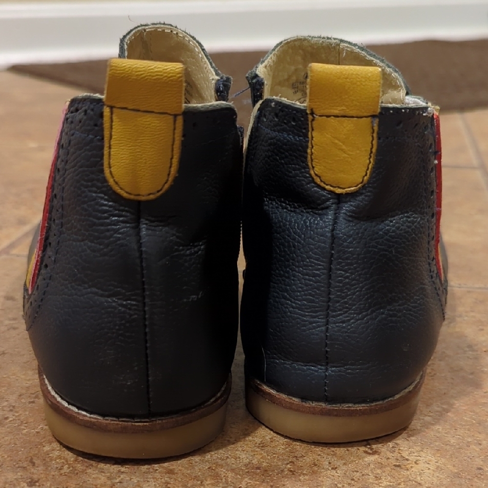 Boden Navy 38 Leather Ankle Boots with Rainbow Stripes - Picture 4 of 7